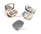 Lion Pill Box Inlaid in Hand Painted Glossy Black Enamel  Neo Victorian Leo Inspired Meds Case with Custom Colors and Personalized Options