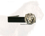 Fierce Lion Head Tie Clip Antique Sterling Silver Plating Neo Victorian Leo Accessory Vintage Inspired with Cufflink and Tie Pin Set Options