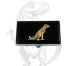 Dinosaur Pill Box Inlaid in Hand Painted Black Enamel Art Deco T- Rex Retro Inspired Pill Case with Personalized Options and Color Choices
