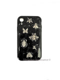 Bugs Iphone or Galaxy Case Inlaid in Hand Painted Enamel Black w Silver Splash Design Art Deco Inspired Phone Cover Custom Colors Available