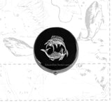 Pisces Pill Box Inlaid in Hand Painted Glossy Black Enamel Neo Victorian Zodiac Inspired Personalized and Color Options