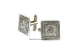 Art Deco Cuff Links Antique Sterling Silver Moorish Design Inspired Neo Victorian Cufflinks with Tie Clip and Tie Pin Set Options