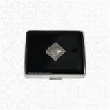 Art Deco Weekly Pill Box with Compartments Arabesque Inspired Inlaid in Hand Painted Black Enamel with Personalized and Custom Color Options