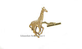 Giraffe Tie Pin Neo Victorian Tie Tack with Bar and Chain Vintage Safari Inspired Tie Accent in Antique Gold with Tie Clip Set Option