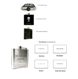 Skull and Crossbones Flask Inlaid in Hand Painted Metallic Black Enamel 8oz Hip Flask Gothic Victorian Custom Colors and Personalized Option