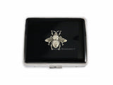 Silver Bee Weekly Pill Case in Hand Painted Oxblood Enamel with 8 Individual Compartments Personalize and Color Options