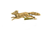Antique Gold Fox Tie Clip Inlaid in Hand Painted Metallic Silver Enamel Woodland Vintage Inspired Custom Color Options Available