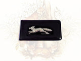 Silver Fox Money Clip Inlaid in Hand Painted Black Onyx Neo Victorian Woodland Inspired Custom Colors and Personalized Options