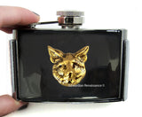 Fox Flask Belt Buckle Inlaid in Hand Painted Black Enamel Neo Victorian Woodland Inspired with Personalized and Color Options