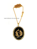 Pisces Locket Inlaid in Hand Painted Glossy Black Enamel Neo Victorian Zodiac Keepsake Pendant with Color and Personalized Option