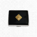 Art Deco Weekly Pill Box with Compartments Arabesque Inspired Inlaid in Hand Painted Black Enamel with Personalized and Custom Color Options