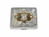 Art Nouveau Weekly Pill Box with Compartments Vintage Inspired Inlaid in Hand Painted Silver Enamel with Personalized and Custom Color