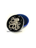Octopus Jewelry Box Inlaid in Hand Painted Black with Silver Splash Enamel Neo Victorian Nautical Design with Personalized and Color Options