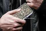 Oxidized Skull and Crossbones Cigarette Case in Hand Painted Silver Swirl Gothic Victorian Inspired with Personalized and Color Options