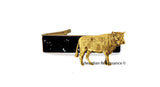 Antique Gold Taurus Tie Clip Inlaid in Hand Painted Black Enamel Zodiac Bull Design Custom Color Options Available