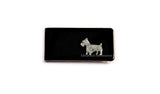 Scottish Terrier Money Clip Inlaid in Glossy Black Enamel Neo Victorian Pets Inspired Personalized and Color Options Available