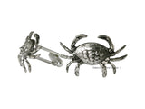 Crab Cufflinks Antique Silver Art Deco Zodiac Inspired with Tie Clip or Tie Pin Set Option