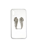 Angel WIngs Galaxy or Iphone Case Embellished on Hand Painted Glossy White Enamel Metal Phone Case Protection with Color Options