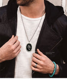 Quatrefoil Locket in Hand Painted Glossy Black Enamel Neoclassic Inspired Necklace with Color and Personalized Option