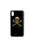 Skull and Crossbone Iphone or Galaxy Phone Case Hand Painted Glossy Black Enamel Gothic Victorian Design with Color Options