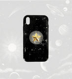 Shining Star Iphone or Galaxy Case Inlaid in Black Enamel Art Deco Celestial Inspired Phone Cover with Color Options Available