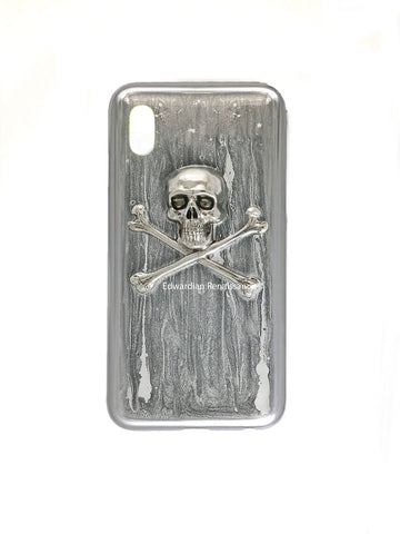 Skull and Crossbones Iphone or Galaxy Case Inlaid in Hand Painted Meta – Edwardian Renaissance Skull and Crossbones Iphone or Galaxy Case Inlaid in Hand Painted Meta – Edwardian Renaissance