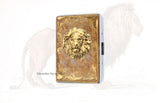 Lion Head Cigarette Case in Hand Painted Silver Enamel Swirl Design Art Deco Leo Inspired with Custom Engraving and Color Options