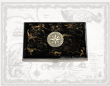 Compass Rose Medallion Business Card Case Inlaid in Hand Painted Enamel Nautical Inspired with Personalized and Color Options