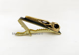 Antique Gold Raven Bird Skull Tie Clip Inlaid In Hand Painted Enamel Crow Dark Victorian Tie Accent Vintage Style with Color Options
