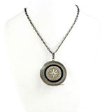 Compass Locket Inlaid in Hand Painted Black Enamel Nautical Design Pill Box Pendant with Color and Personalized Option