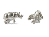 Rhino Cufflinks Neo Victorian Safari Vintage Inspired Antique Silver Rhinoceros Statement Piece with Tie Clip and Tie Pin Set Options