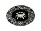Crab Belt Buckle Inlaid in Hand Painted Glossy Enamel Black Art Deco Zodiac Design Metal Buckle with Color Options