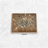 Art Nouveau Pill Box with 8 Compartments Inlaid in Hand Painted Metallic Bronze Enamel Vintage Style Personalized and Color Options