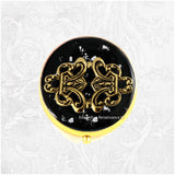 Art Nouveau Pill Box Inlaid in Hand Painted Glossy Black with Silver Splash Enamel Neo Victorian Inspired Personalized and Color Options