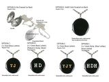 Quatrefoil Locket in Hand Painted Black Enamel Neo VIctorian Zodiac Design Necklace with Personalized and Color Options Available