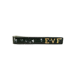 Personalized Tie Bar Clip Inlaid in Hand Painted Glossy Black Enamel Slide Tie Accent with Personalized and Color Options