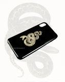 Snake Design Iphone or Galaxy Case Inlaid in Glossy Black Enamel Art Deco Inspired Cobra  Phone Cover with Color Options Available