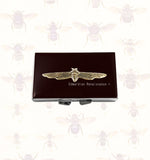 Bee Pill Box with 7 Day Slots  in Hand Painted Black Enamel Neo Victorian Insect Weekly Pill Case with Personalized and Color Options