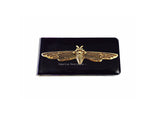 Bee Money Clip Inlaid in Hand Painted Glossy Black Enamel Art Deco Insect Inspired Personalized and Custom Colors Option
