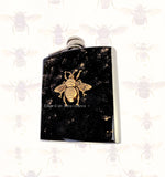 Antique Gold Bee Flask in Hand Painted Black Enamel with Gold Splash Design Neo Victorian Insect Custom Colors and Personalized Options