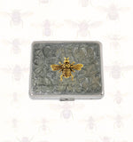 Art Deco Bee Weekly Pill Box Inlaid in Hand Painted Silver Swirl Enamel Design Insect Design Personalized and Custom Color Options