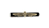Bee Tie Bar Inlaid in Hand Painted Black Enamel Art Deco Design Long Slide Bar with Custom Colors Available