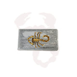 Antique Gold Scorpio Money Clip Inlaid in Metallic Silver Enamel Neo Victorian Zodiac Inspired with Personalized and Color Options