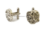 Antique SIlver Buffalo Head Cufflinks Vintage Style Western Wildlife Inspired Bull with Tie Clip or Tie Pin Set Option
