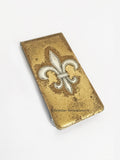 Fleur de Lys Money Clip Inlaid in Metallic Gold Enamel Neo Victorian Inspired with Personalized and Color Options