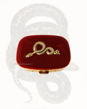 Snake Pill Case Inlaid in Hand Painted Glossy OxBlood Enamel Gothic Victorian Inspired Serpent with Custom Colors and Personalized Options