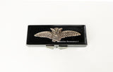 Winged Owl Pill Box in Hand Painted Black Enamel Gothic Victorian Bird Wide Pill Case with Personalized and Color Options