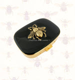 Queen Bee Pill Case in Hand Painted Glossy Ox Blood Enamel Gothic Victorian Inspired Insect with Custom Colors and Personalized Options