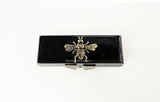 Bee Pill Box in Hand Painted Black Enamel Neo Victorian Insect Wide Pill Case with Personalized and Color Options