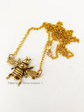 Bee Necklace in Antique Gold Jewelry Art Deco Insect Choose your Chain Length